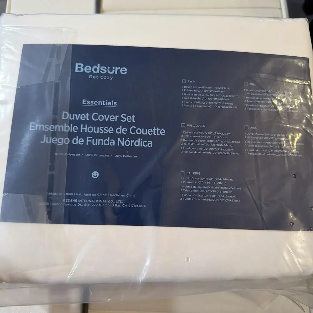 Bedsure Duvet Set King White + 2 Pillowcases New Sealed NWT Get Cozy